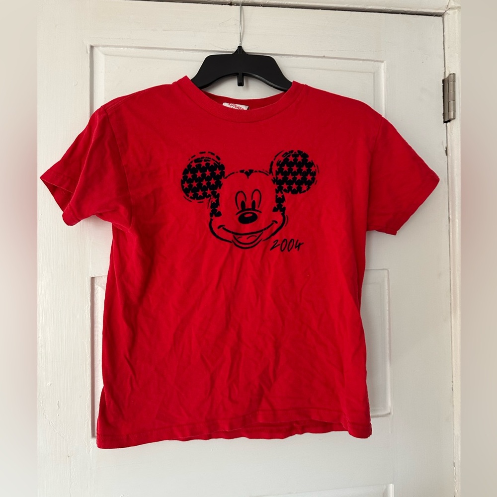 2004 Disney Red Mickey Mouse Starry Ears T-Shirt